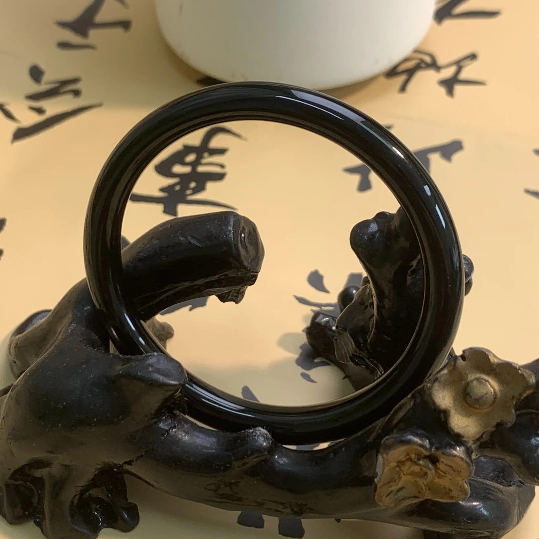 【黑玫瑰小圆】天然玛瑙细圆可叠戴素圈款黑玉髓6-7mm多样性发一只