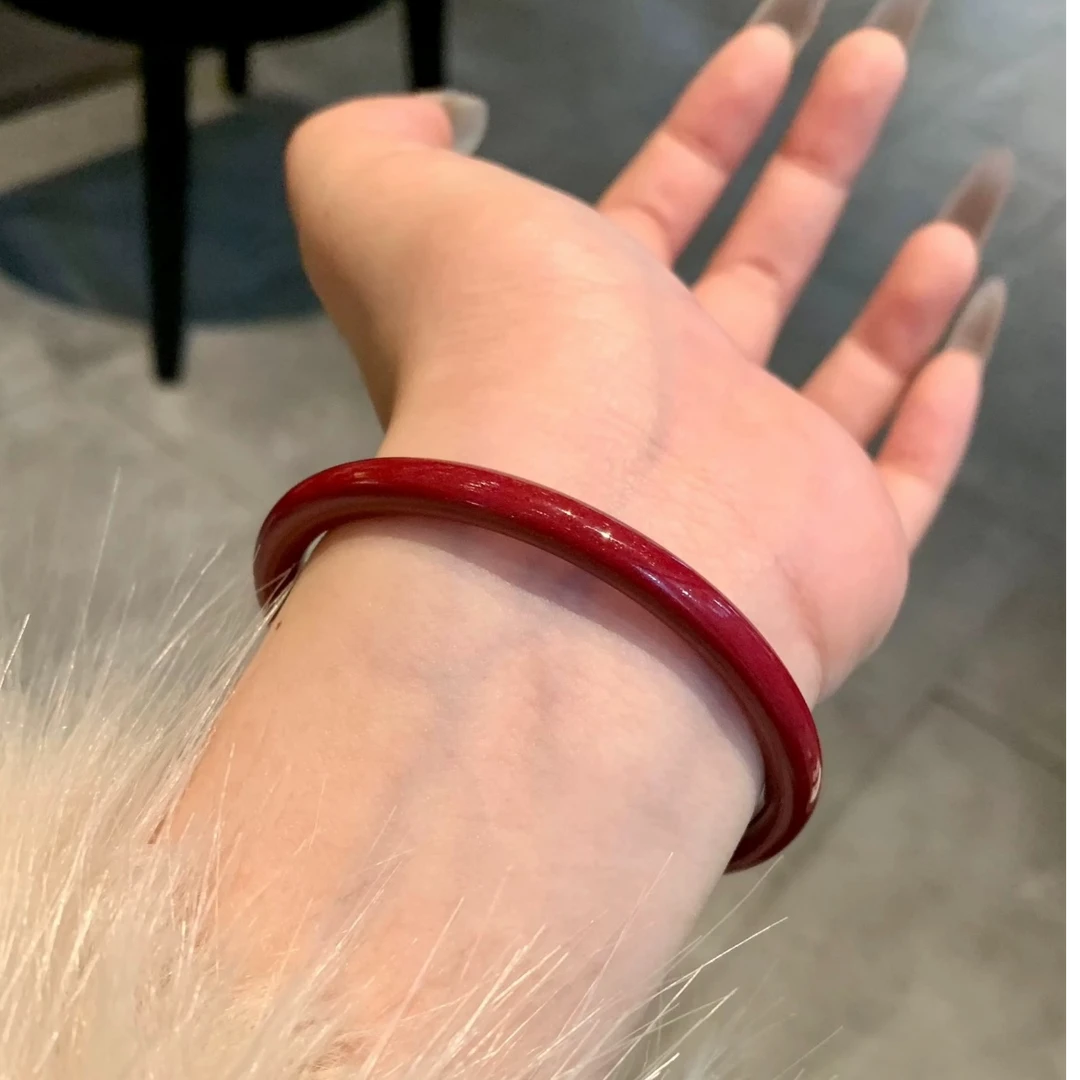 含辰砂工艺品辰砂紫金砂朱砂手镯叮当细圆条一只发