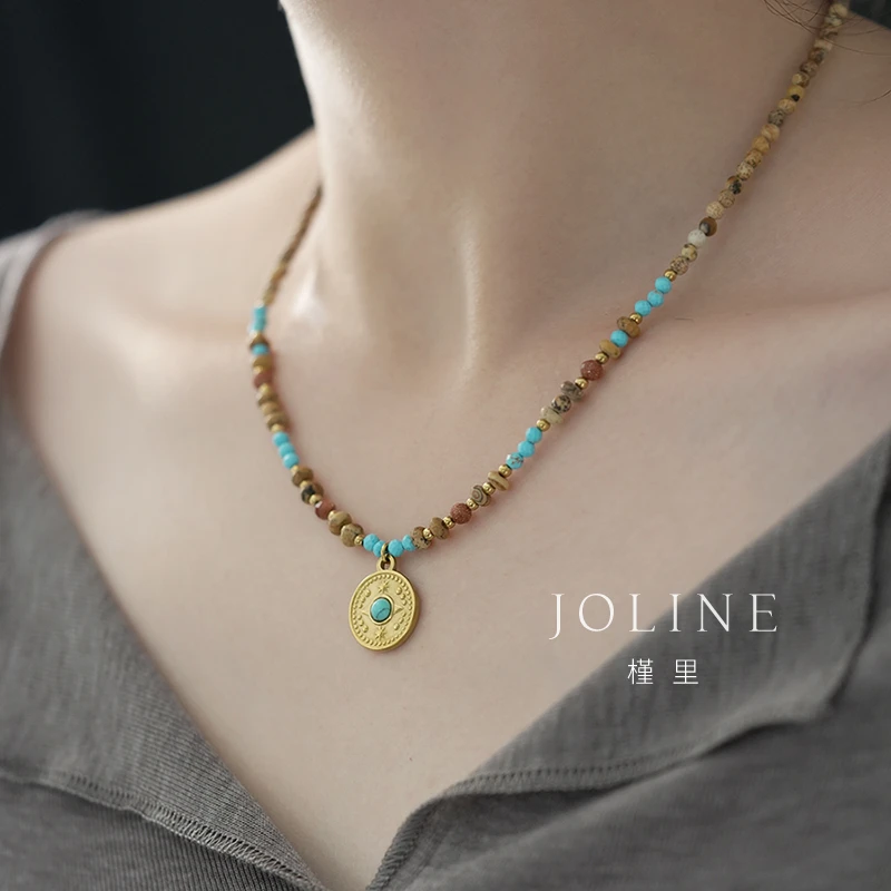 槿里  「西西里」原创小众设计美拉德撞色项链百搭锁骨链