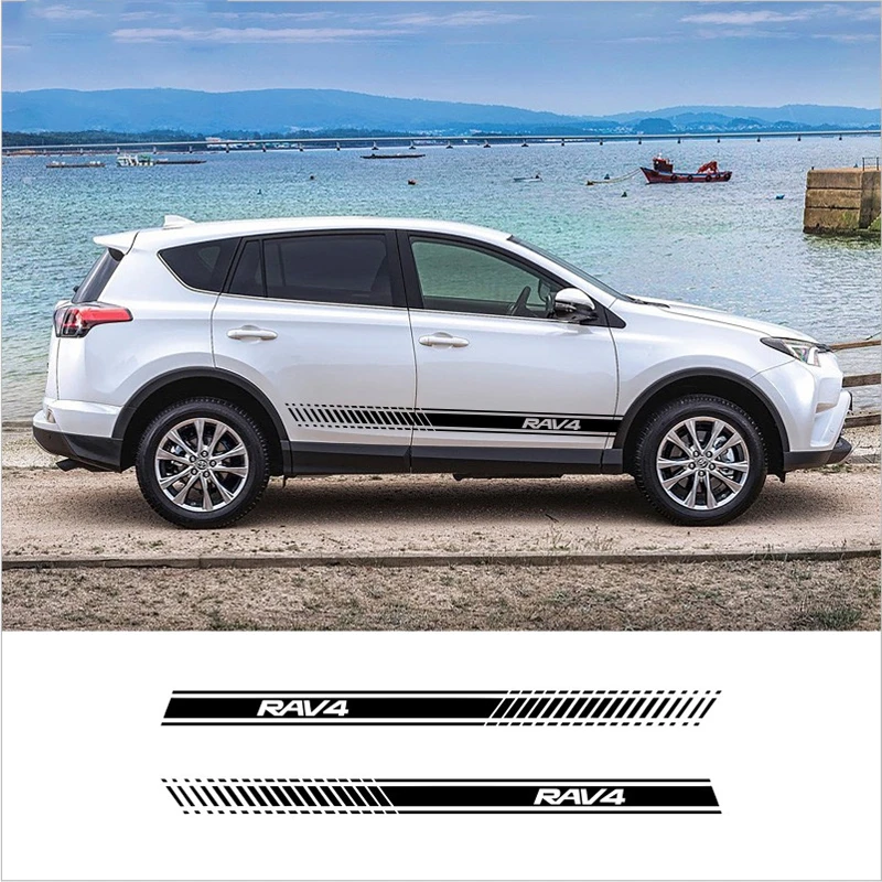 适用09-23款丰田荣放RAV4车贴拉花贴纸车身侧裙贴纸改装贴花彩条
