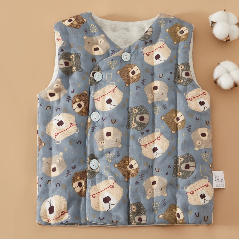 宝宝棉花手工马甲纯棉加厚保暖棉花坎肩婴幼儿童秋冬开襟背心马夹