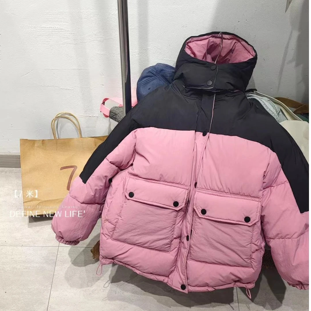 （SQ-112）冬款儿童中大童加厚拼色连帽棉衣外套 户外休闲时尚