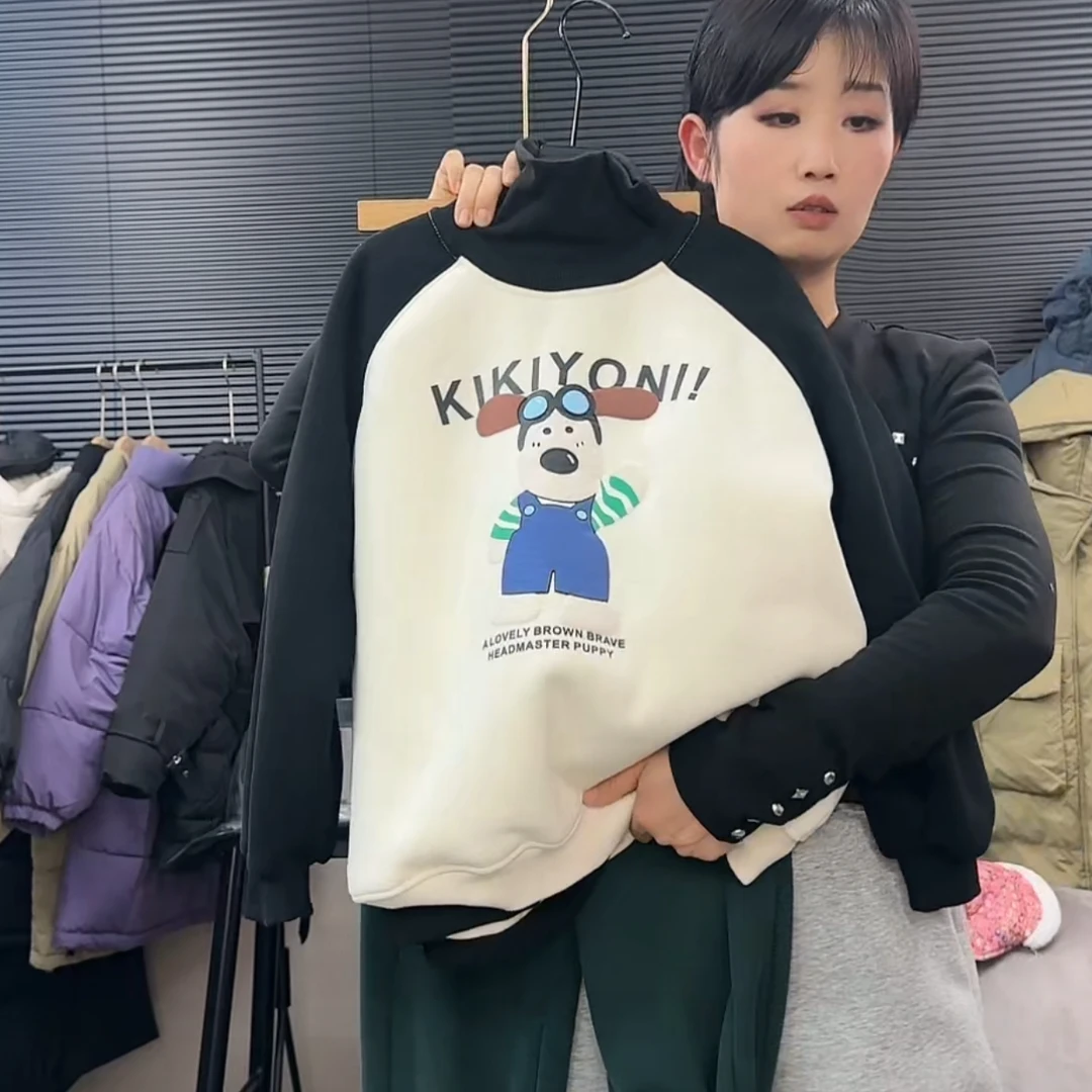（SQ-159）秋冬儿童新款糕糕绒拼色卫衣 时尚休闲