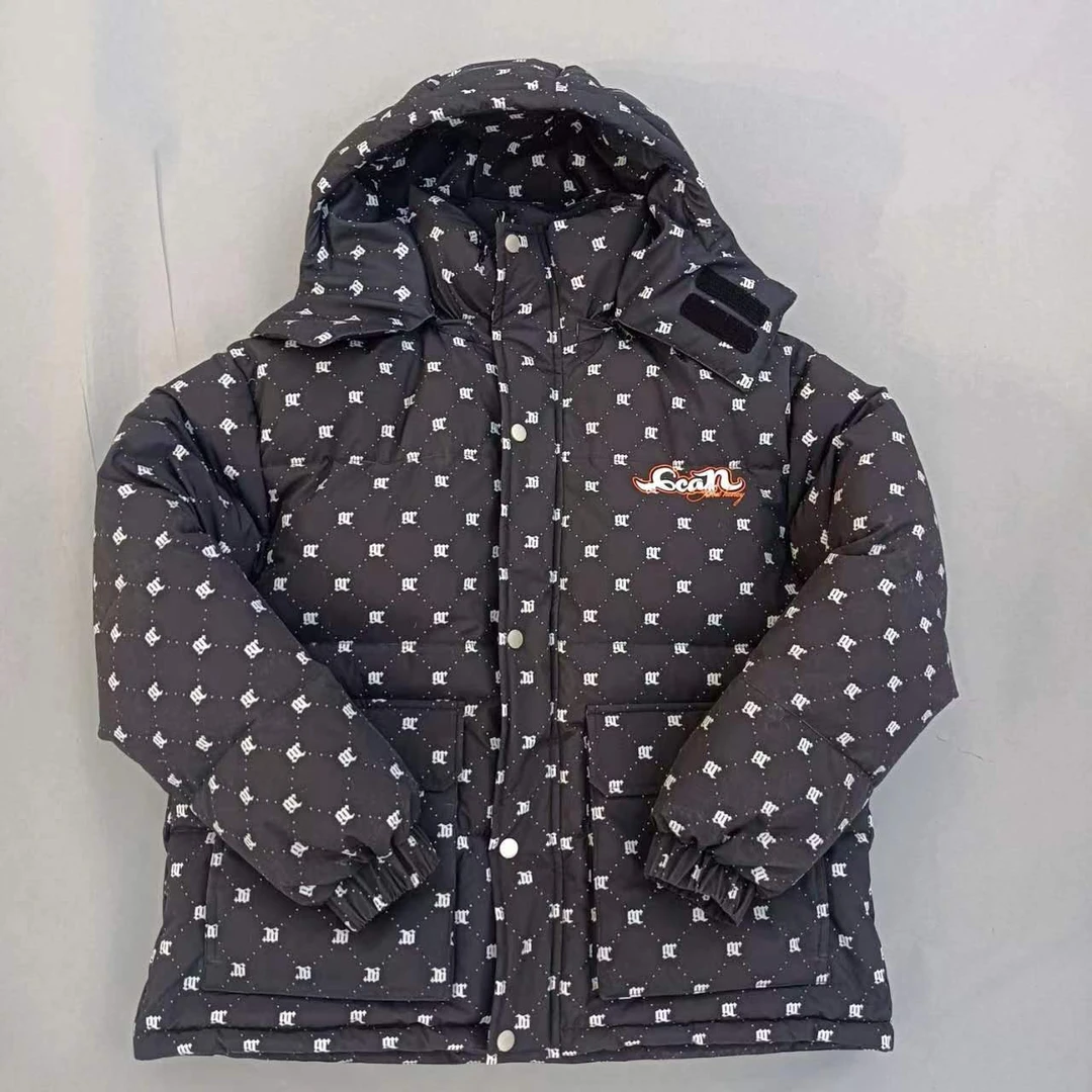 （3656）冬季中大童青少年时尚匹印字母连帽羽绒服