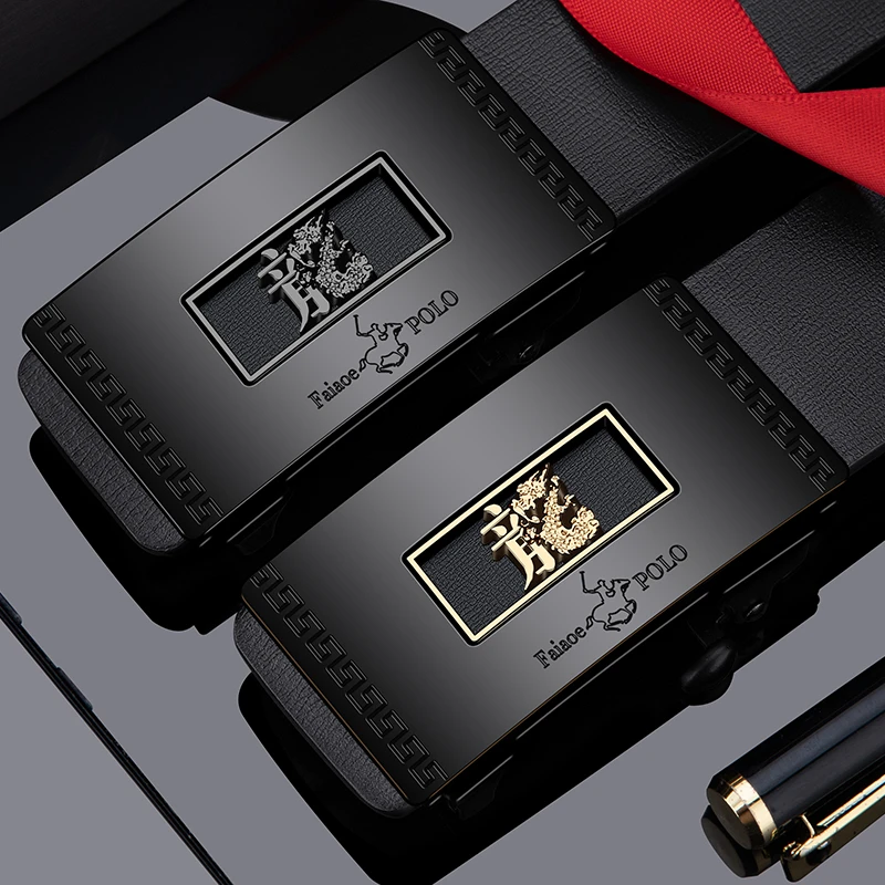 堡罗十二生肖新款高档男士皮带男款自动扣真皮腰带男款潮流裤腰带