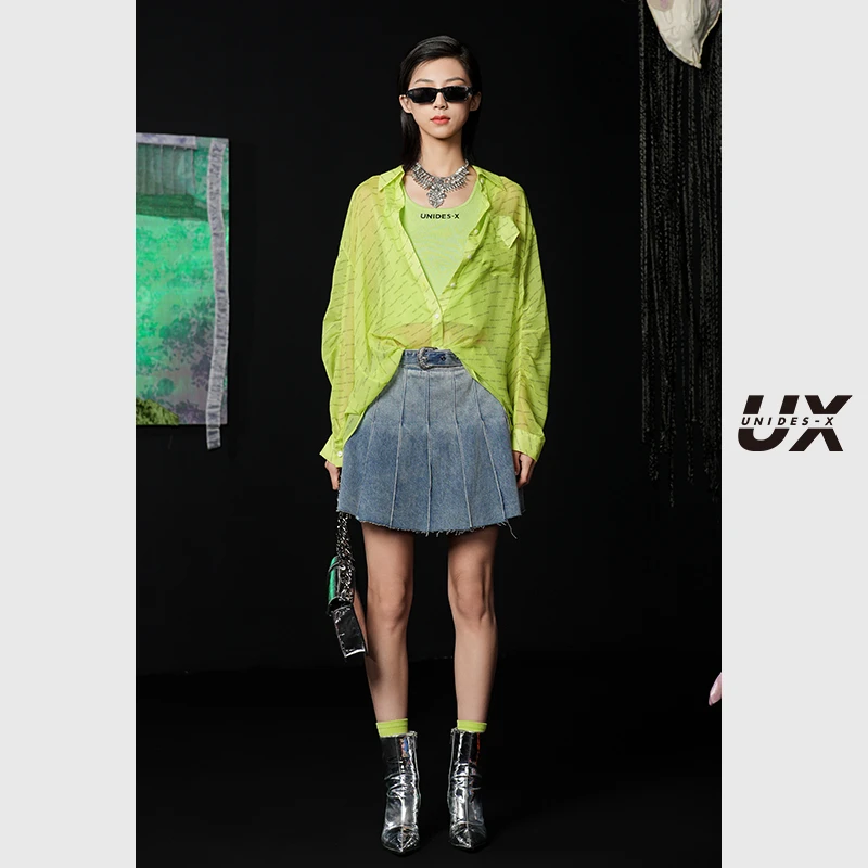 UNIDES-X25夏季新款时尚满版字母印花衬衫