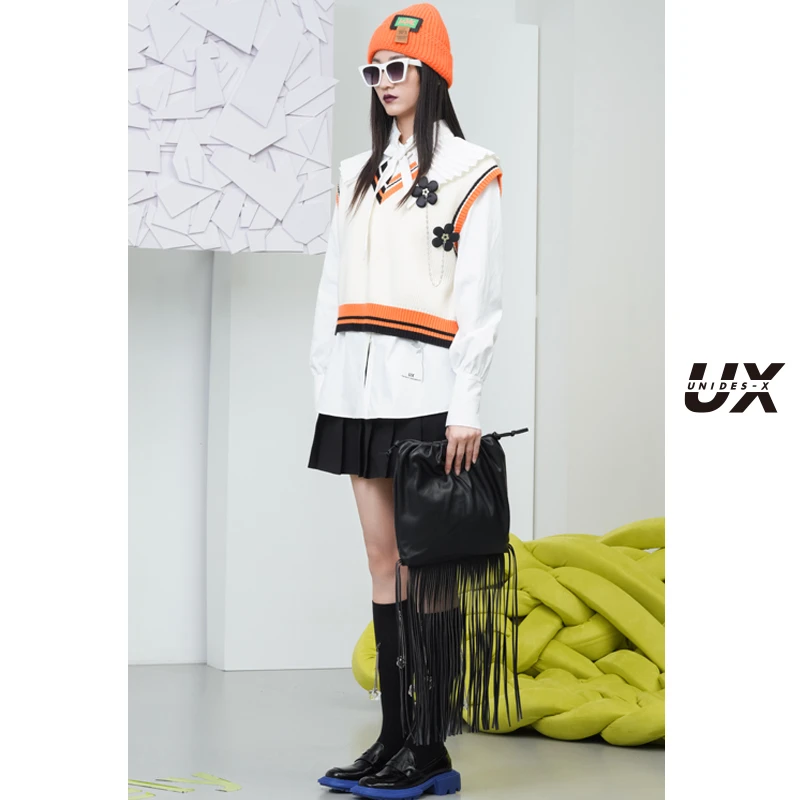 印花立领衬衫女UX新款女装高级时尚气质休闲百搭设计ins