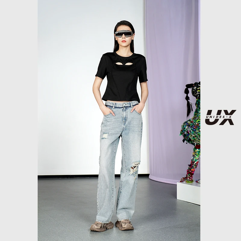 UX夏季新款 短袖女心型T恤 短袖女