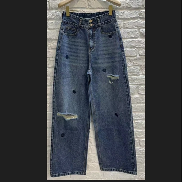 【贝贝专属】UX2025春季新款绣花牛仔长裤