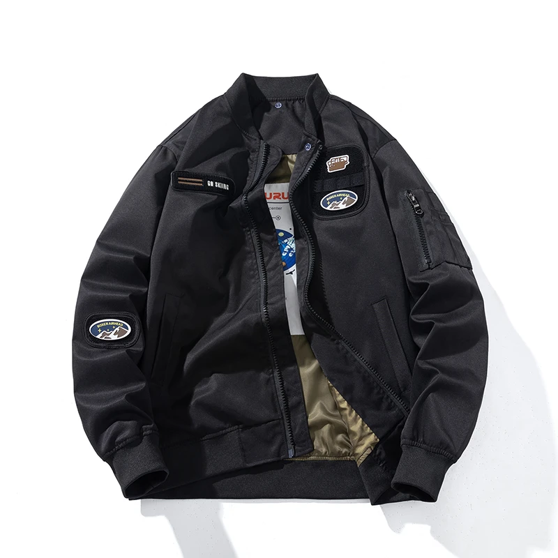 外套男春秋冬季加厚美式复古潮牌飞行员夹克棉衣高街情侣棒球棉服