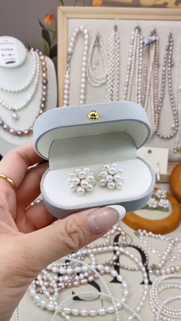 【闪购商品】淡水珍珠项链未镶嵌爆米花耳钉