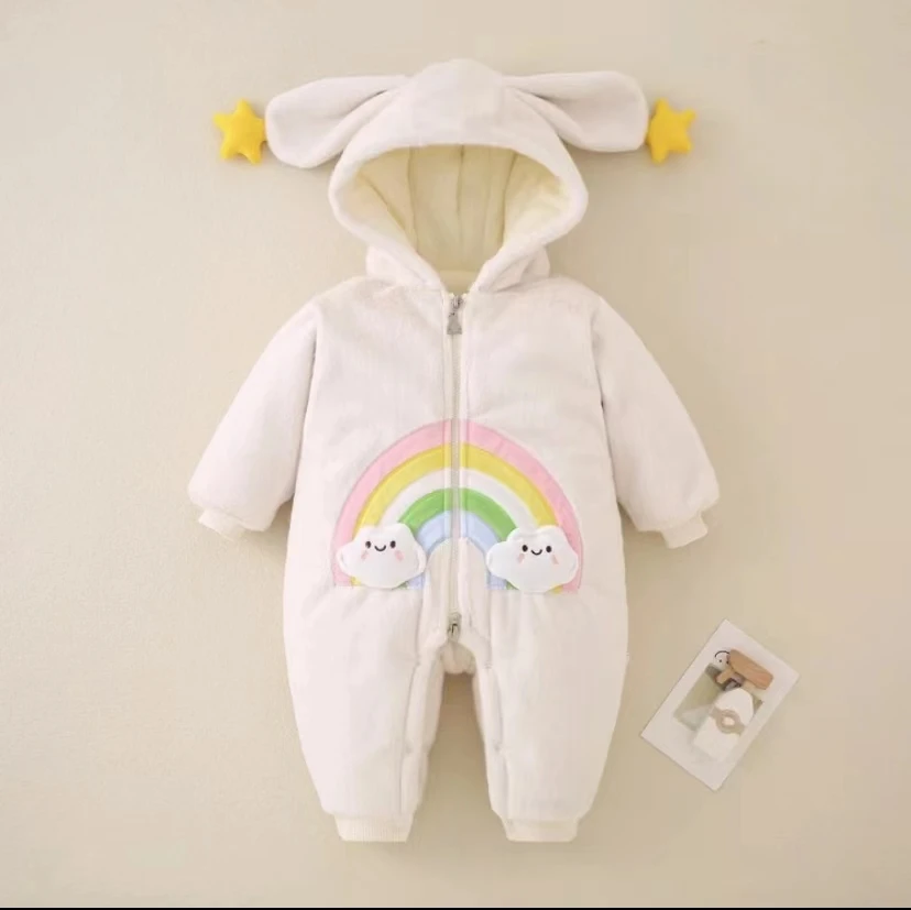 宝宝连体衣加绒加厚冬季抱抱服婴儿冬季保暖衣服儿童宝宝外出套装