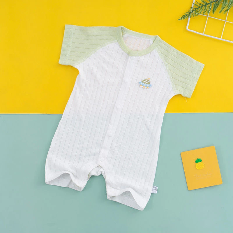 新生儿连体衣夏季薄款男女宝宝无骨短袖哈衣爬服婴儿衣服夏装