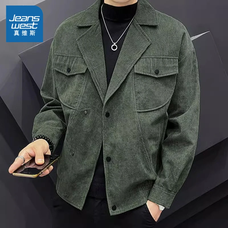 Jeanswest/真维斯男士夹克外套2025春秋季新款休闲美式复古上衣服