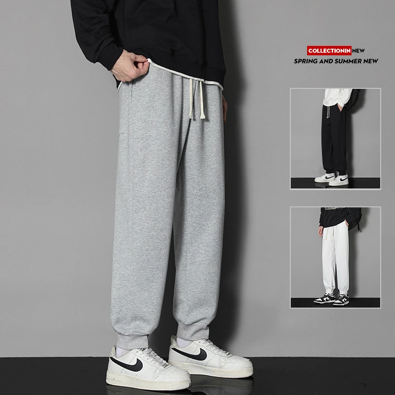 学生运动裤子春秋季2024新款宽松直筒灰色卫裤工装阔腿休闲裤长裤