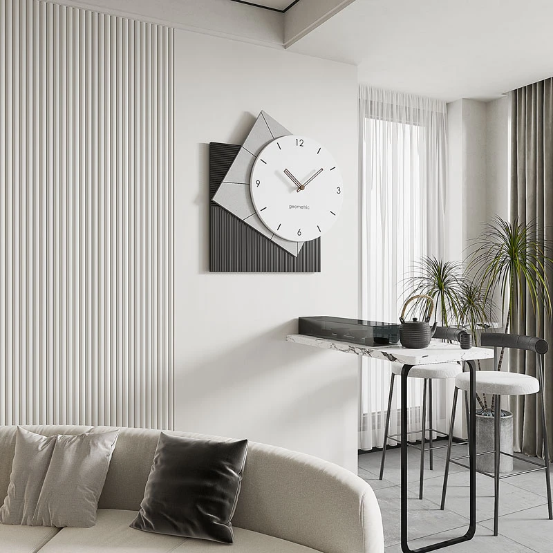 现代轻奢客厅卧室挂钟简约金属创意艺术静音时钟北欧立体时英钟表