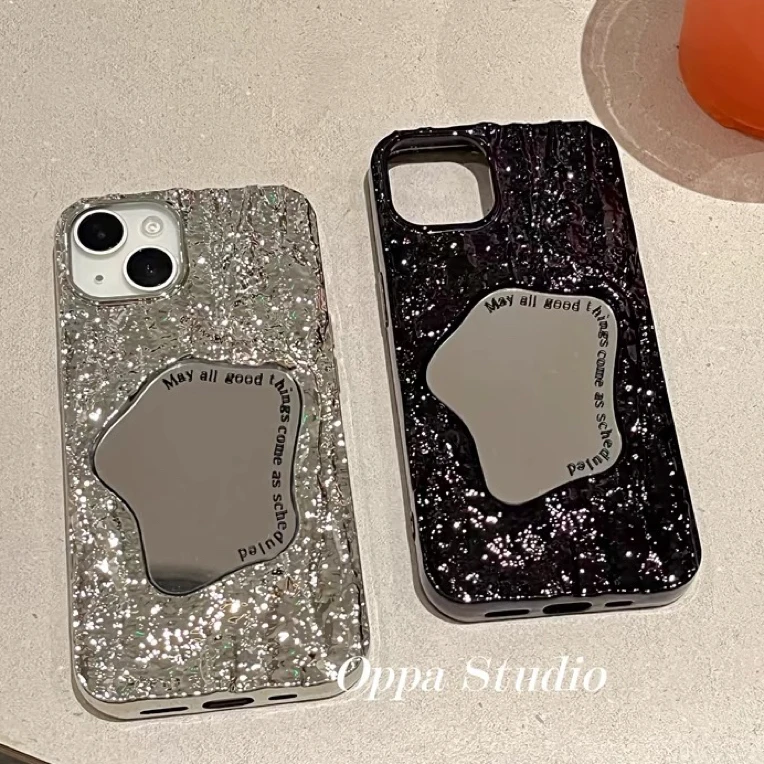 ins高级感浮雕岩石镜面苹果/华为/OPPO/vivo/小米潮电镀