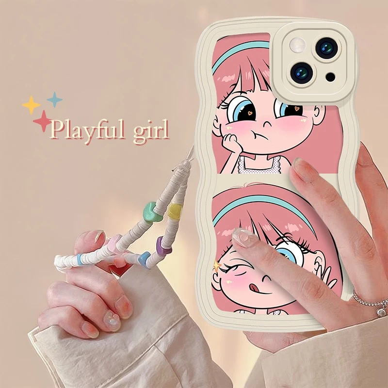 苹果/华为/oppo/vivo星蝶公主液态波浪手机壳爱心链条卡通全包