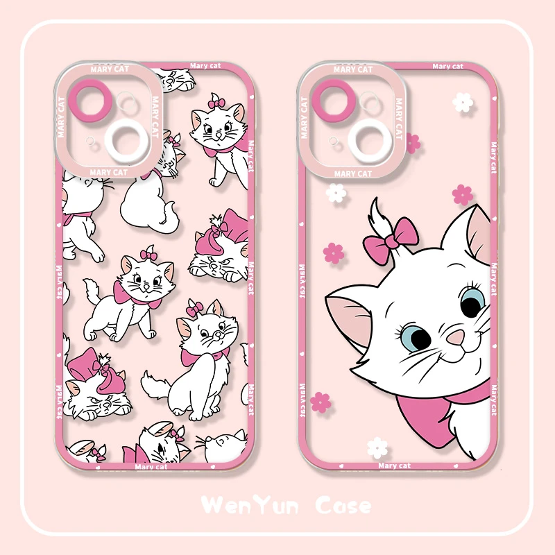 适用苹果/华为/小米/oppo/vivo卡通可爱网红玛丽猫透明防摔手机壳