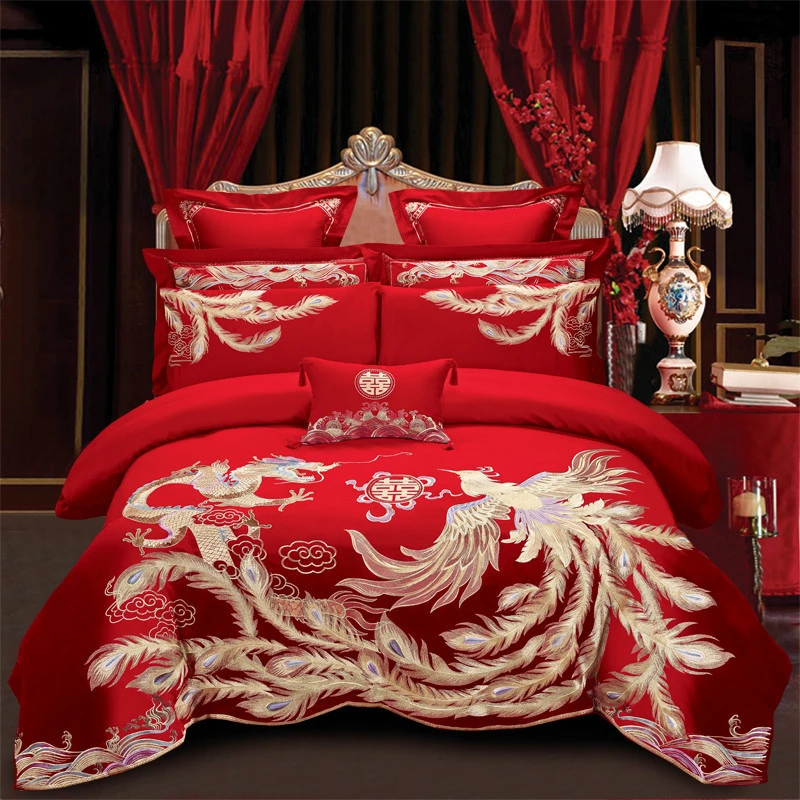 【阿黎专属】-冬羚鸟-FY1-婚庆刺绣龙凤呈祥四件套