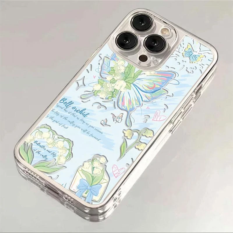 蝴蝶铃兰iPhone15/13苹果14pro手机壳华为vivo小米oppo软套