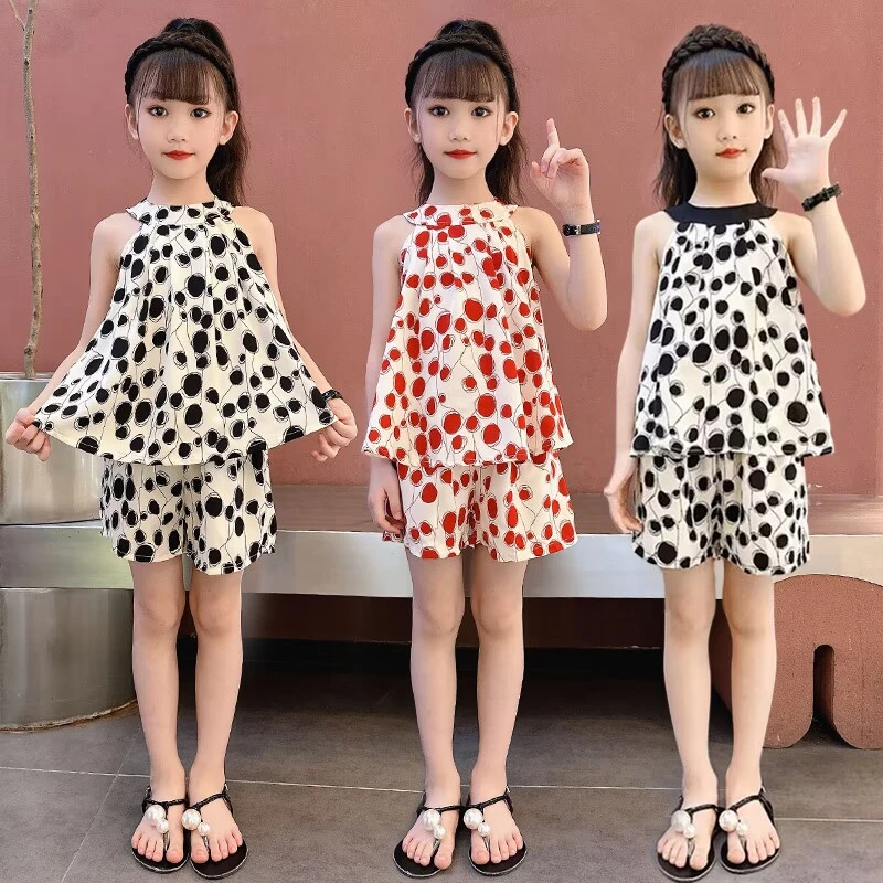 休闲套装童装女童洋气夏季大童夏装碎花网红时尚女孩中大童小女孩