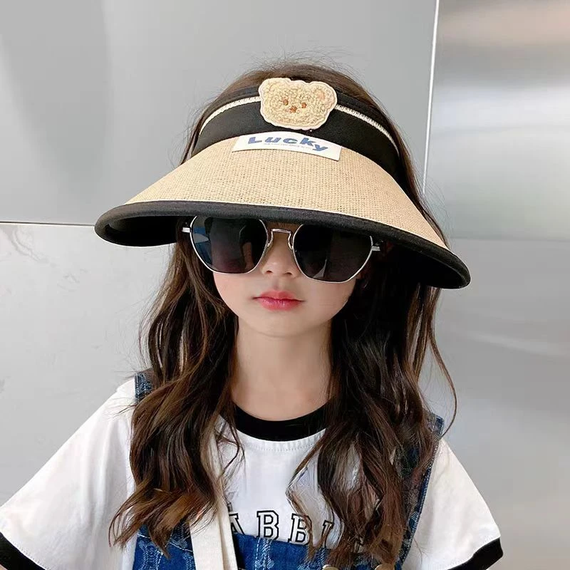 儿童防晒帽女童遮阳帽空顶帽男童太阳帽防紫外线宝宝帽子夏大帽檐