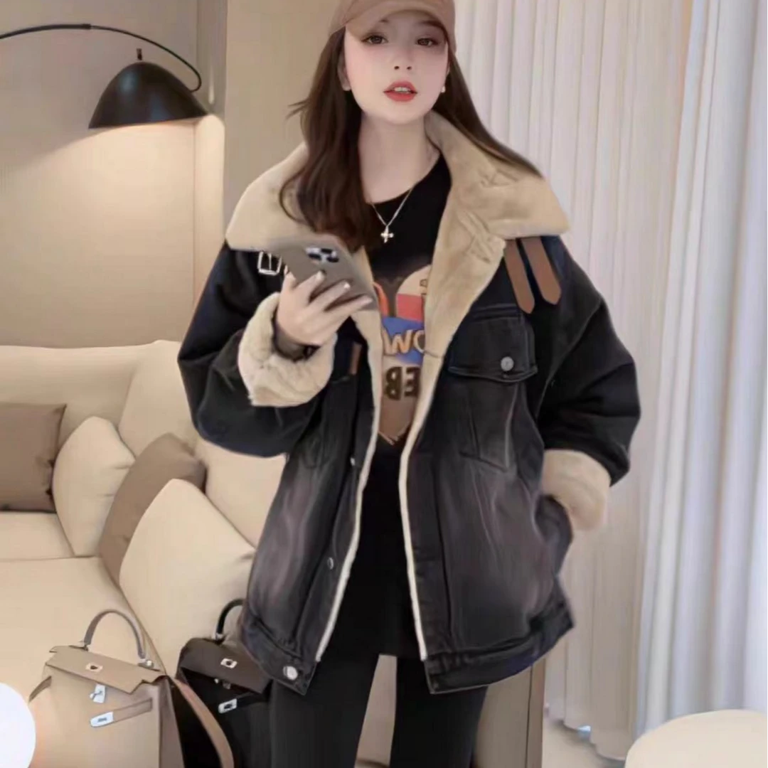 机车风过大冬加厚牛仔派克牛仔服棉服（衣长71-72左右）