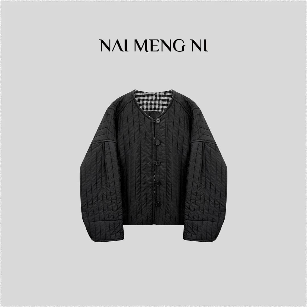 【齐齐】【暖冬钟声】新款高级感圆领夹棉休闲宽松棉衣外套 26N11063