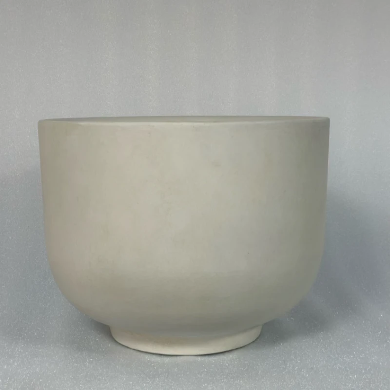 手工镁泥花盆简约耐用设计师款阳台庭院碗形花盆有孔带托盘