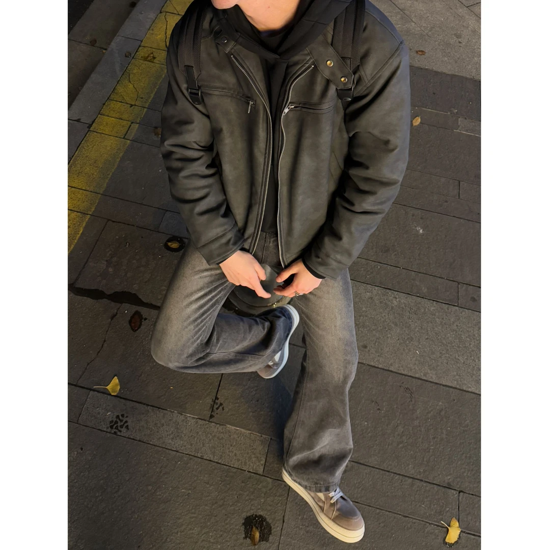 GoldBoy【皮夹克哈林顿】cleanfit机车立领夹克皮衣