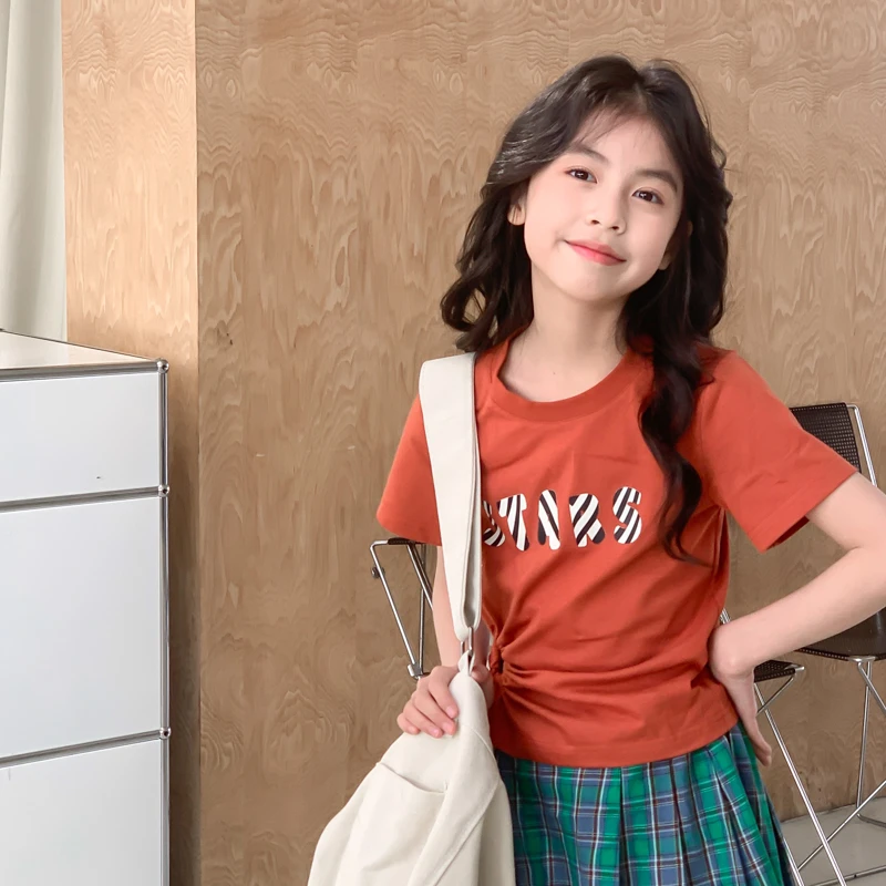 【柔焦少女】夏季韩版宽松小众独特别致设计感侧边抽绳短袖T恤