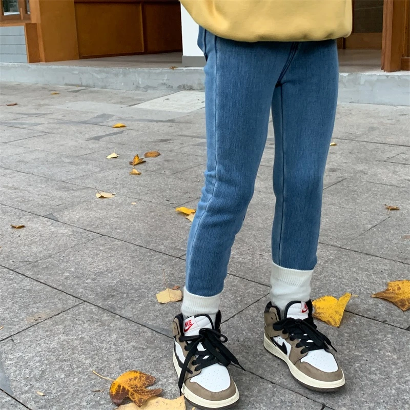 LEOHAPPY【魔术裤】秋冬加绒加厚儿童弹力牛仔裤芭比裤外穿冬装裤