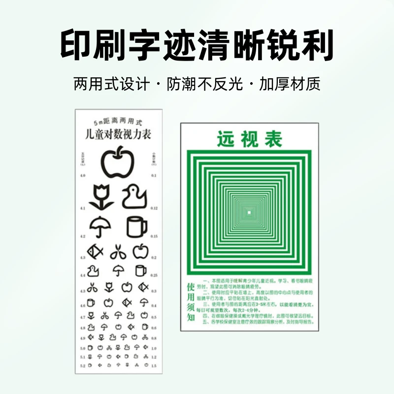 视力表标准挂图家用儿童学生成人预防近视加厚防水不反光训练挂图