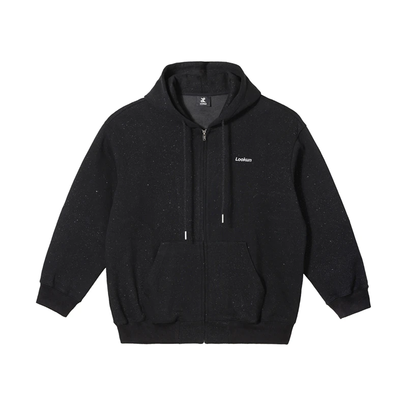 LOOKUN时尚街头亮片休闲户外运动套装男连帽宽松长袖情侣百搭上衣