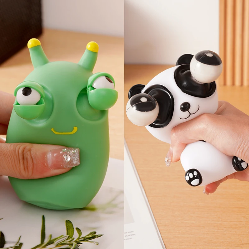 搞笑解压神器熊小猫瞪眼创意搞怪设计爆眼熊猫挤减压玩具可爱礼物