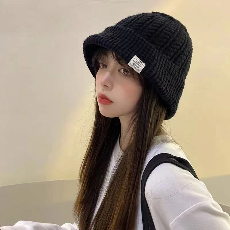 毛线帽子女秋冬新款韩版百搭针织帽保暖护耳韩国ins渔夫帽大头帽