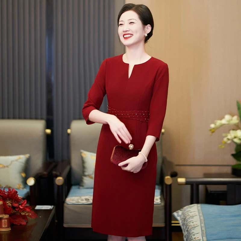 十月份高档喜婆婆喜妈妈婚宴装婚礼服装结婚妈妈装旗袍礼服连衣裙