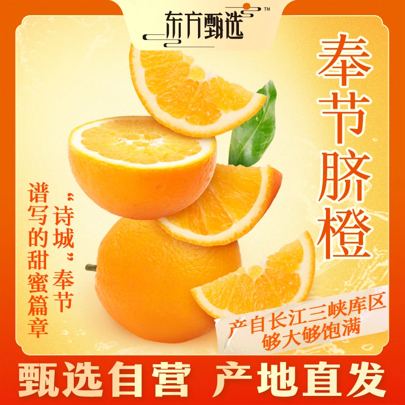 甄选自营｜东方甄选奉节脐橙 5斤装/ 9斤装 酸甜多汁果香 坏果包赔