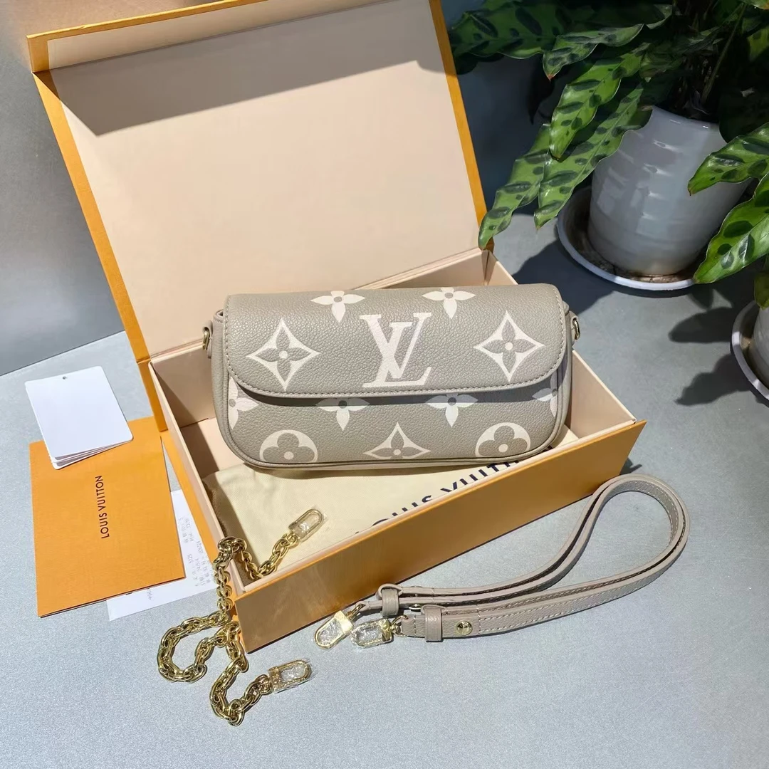 99新 LouisVuitton/路易威登 lv 大象灰芯片ivy 单肩包斜挎包