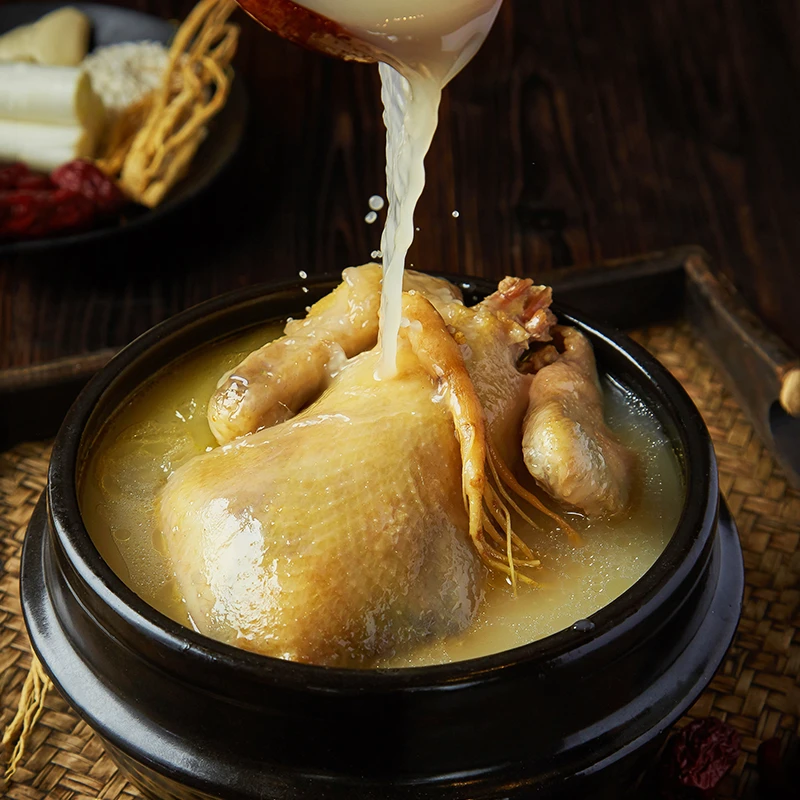 韩式参鸡汤韩国整鸡延吉即食参鸡汤人参速食汤滋补营养加热1000g