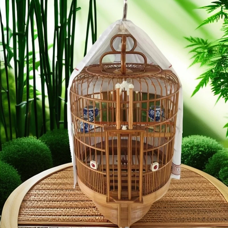 鸟笼楠竹笼广笼广西底画眉鸟笼八哥鸟笼中型笼全配件笼新型尺寸