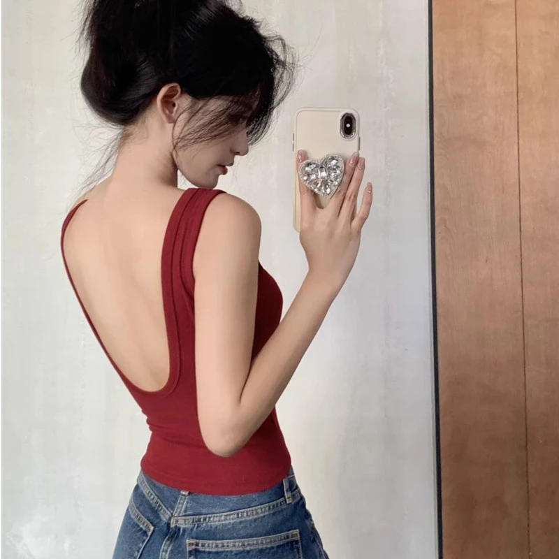 大露背设计感美式纯欲风美背背心带胸垫一体式外穿小吊带显瘦内搭