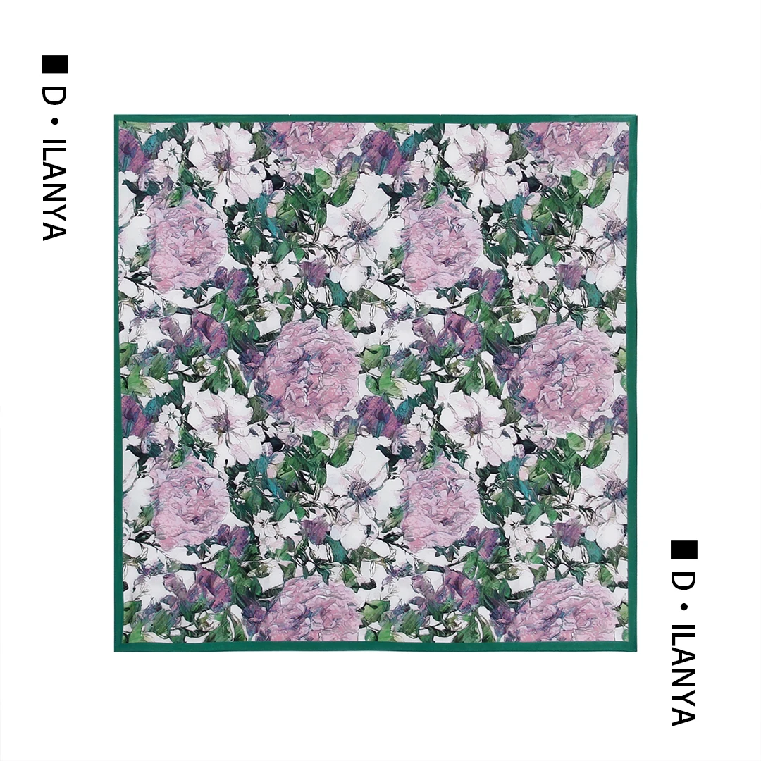 DILANYA/迪兰娅桑蚕丝气质丝巾百搭时尚春夏薄款女士百变碎花领巾