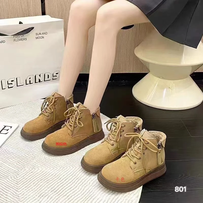 【柚子同款】新款厚底加厚绒拉链马丁靴801