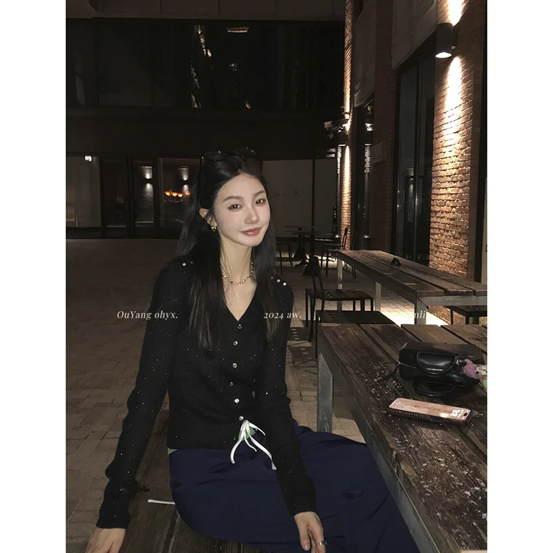 【米白色】开衫外套3454超柔软新款高品质V领星空上衣