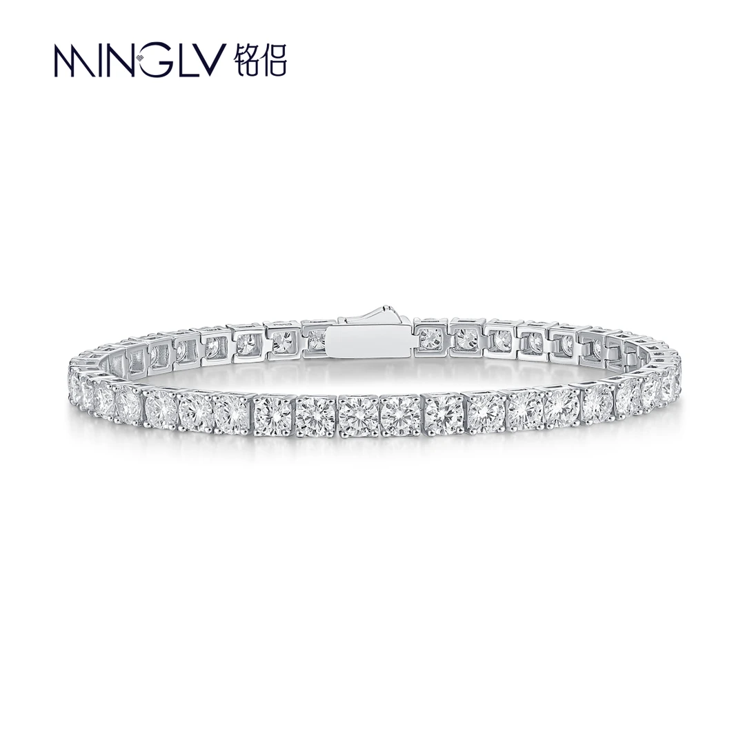 铭侣 925银莫桑石手链 满钻手链女款轻奢百搭小众饰品时尚高级感