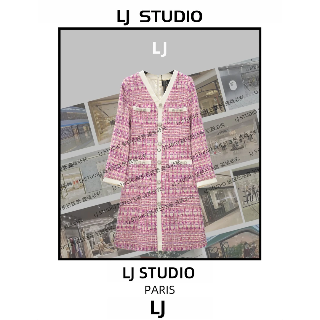 编码‘15’【丞丞】早秋小香连衣裙新款时尚女士长裙高定成衣LJ0136