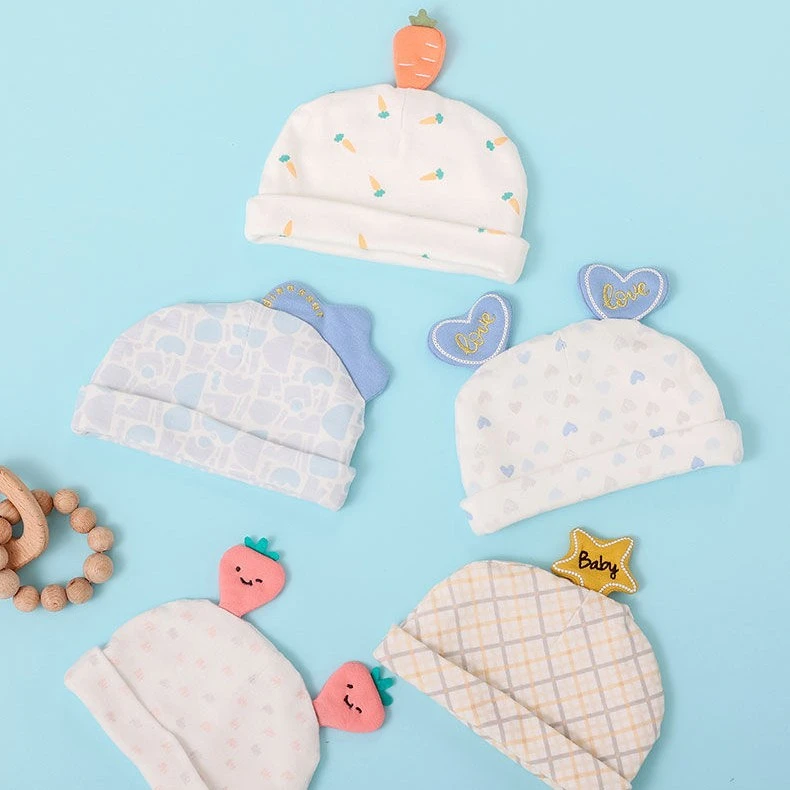 婴儿帽子棉0-12个月新生儿初生男女宝宝可爱超萌无骨胎帽四季款
