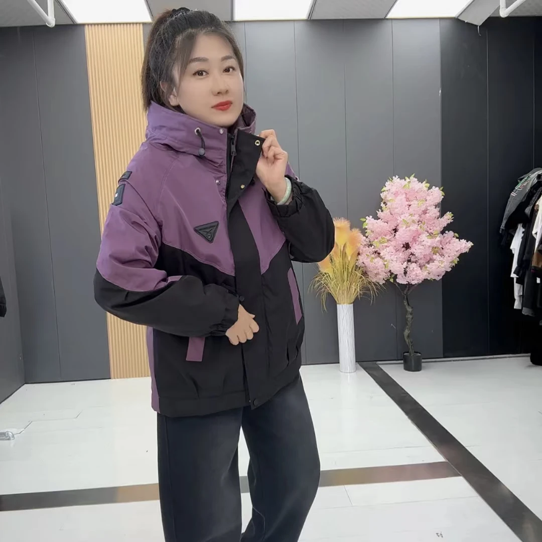 067*款时尚大码秋冬百搭好穿拉链连帽户外冲锋衣外套